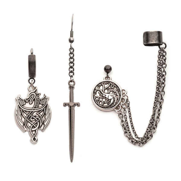Game Of Thrones: House Of The Dragon Targaryen Dragon Mismatched Earrings Set