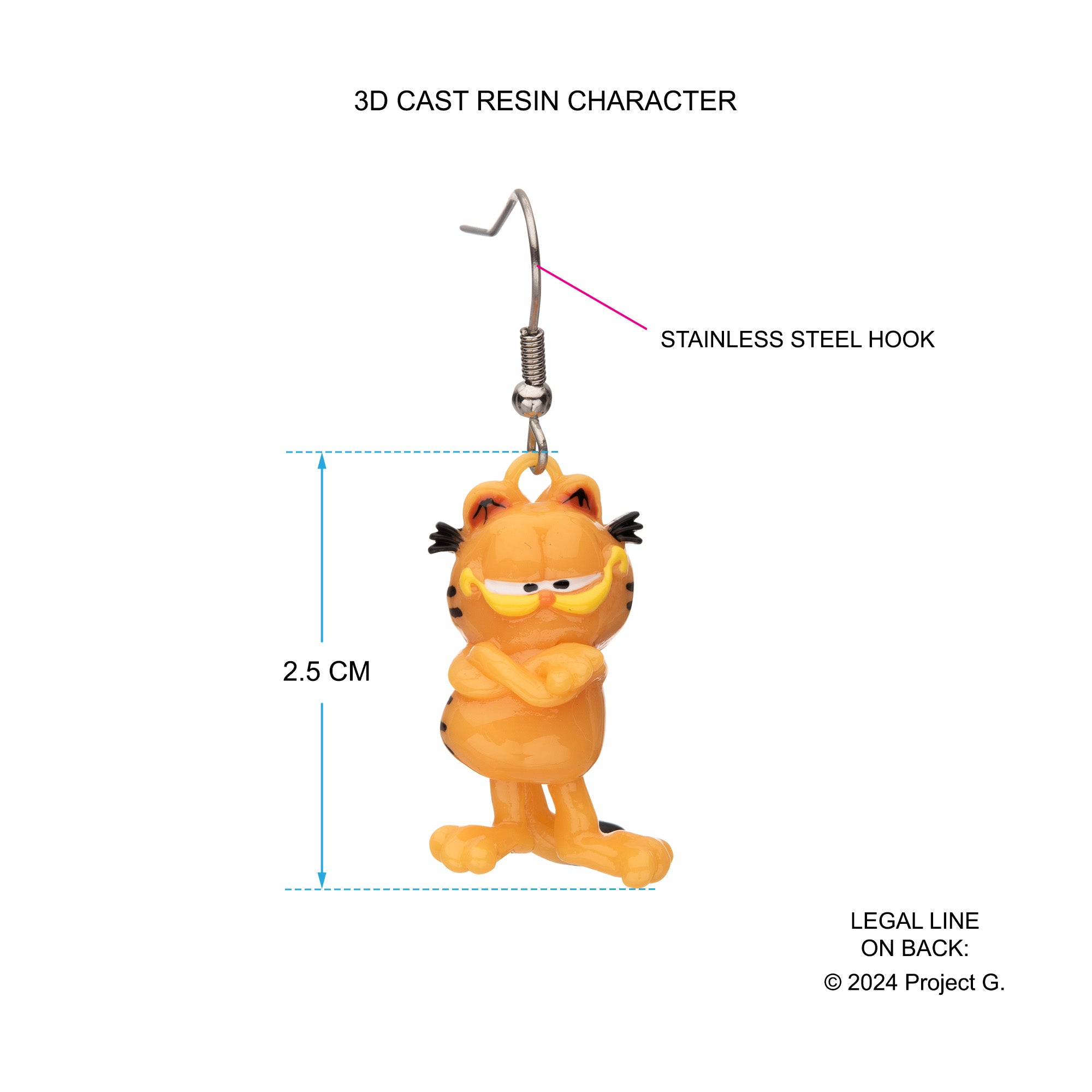 Garfield 3D Charm Dangle Earrings - Jewelry Brands Shop