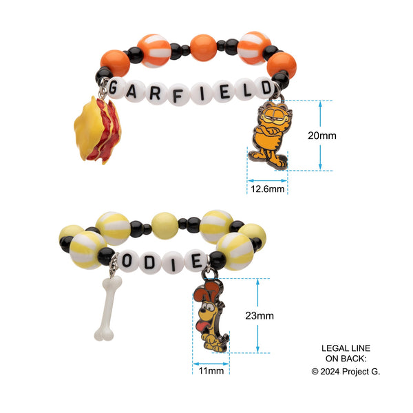 Garfield  Odie Best friends Bracelets with 3D Food Charm