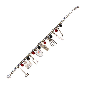 Friday the 13th Freddy Vs. Jason 15mm Enamel Charm Silver Finish Chain Bracelet