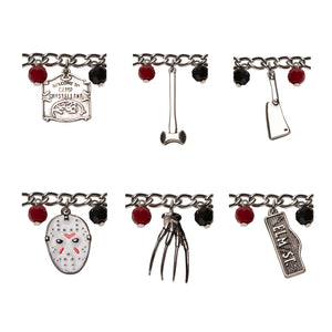 Friday the 13th Freddy Vs. Jason 15mm Enamel Charm Silver Finish Chain Bracelet