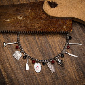 Friday the 13th Freddy Vs. Jason 15mm Enamel Charm Silver Finish Chain Bracelet