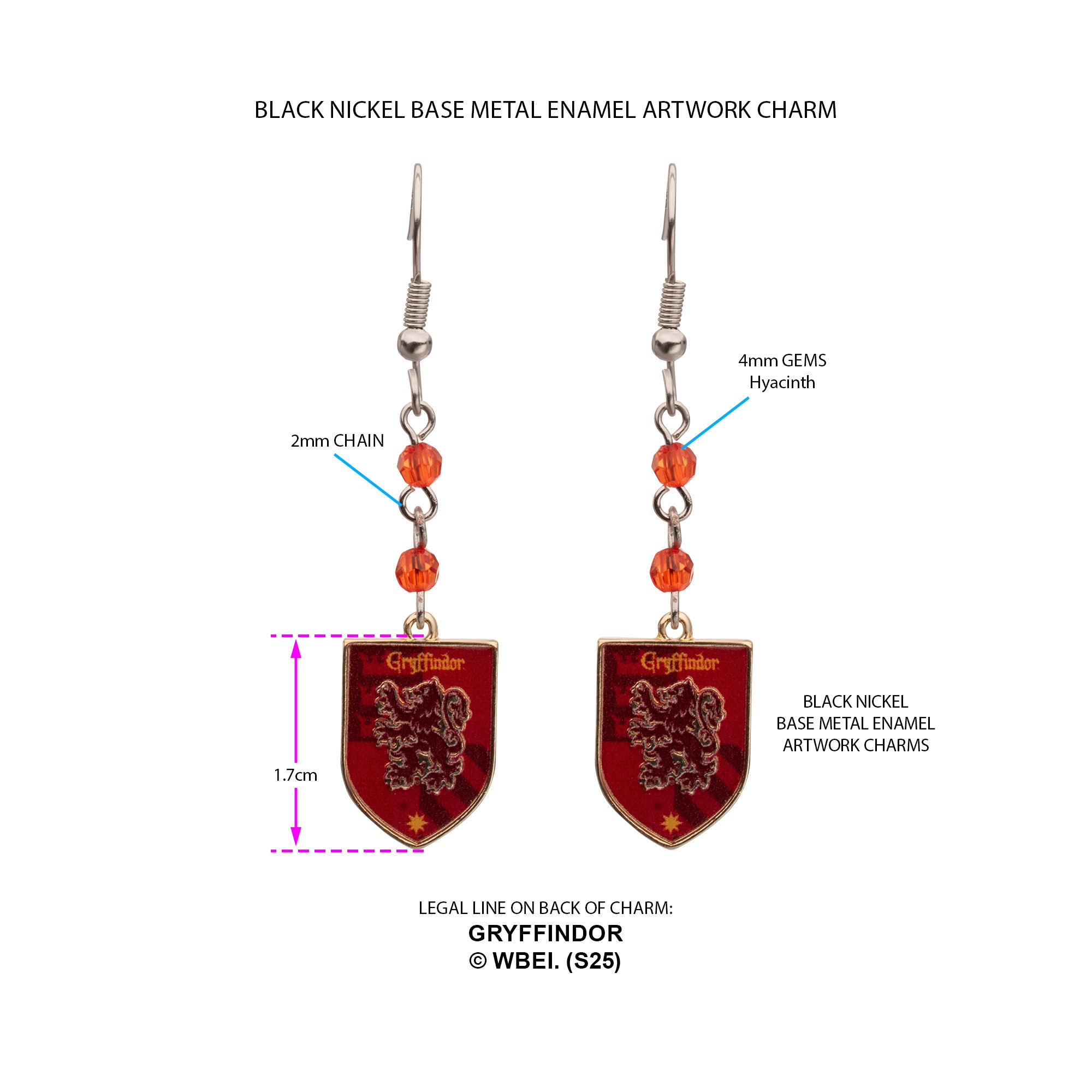 Harry Potter Hogwarts Gryffindor House Earrings