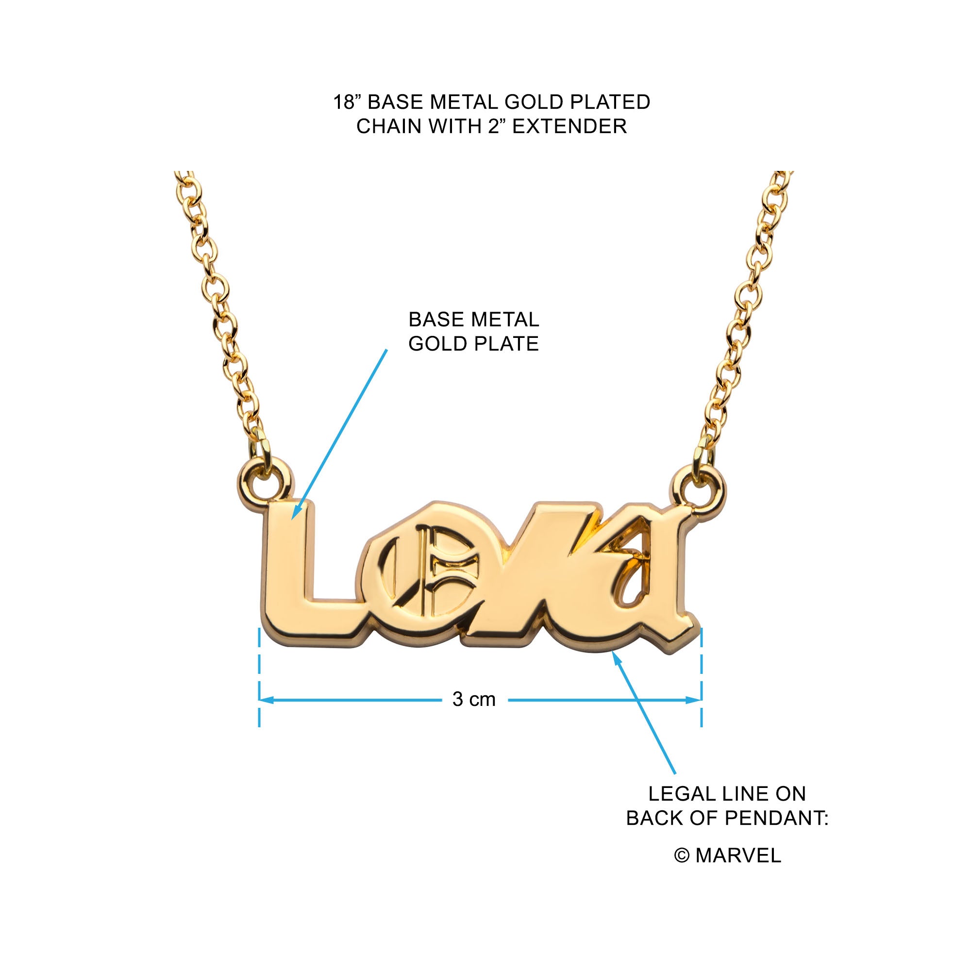 Marvel Loki Logo Gold Necklace