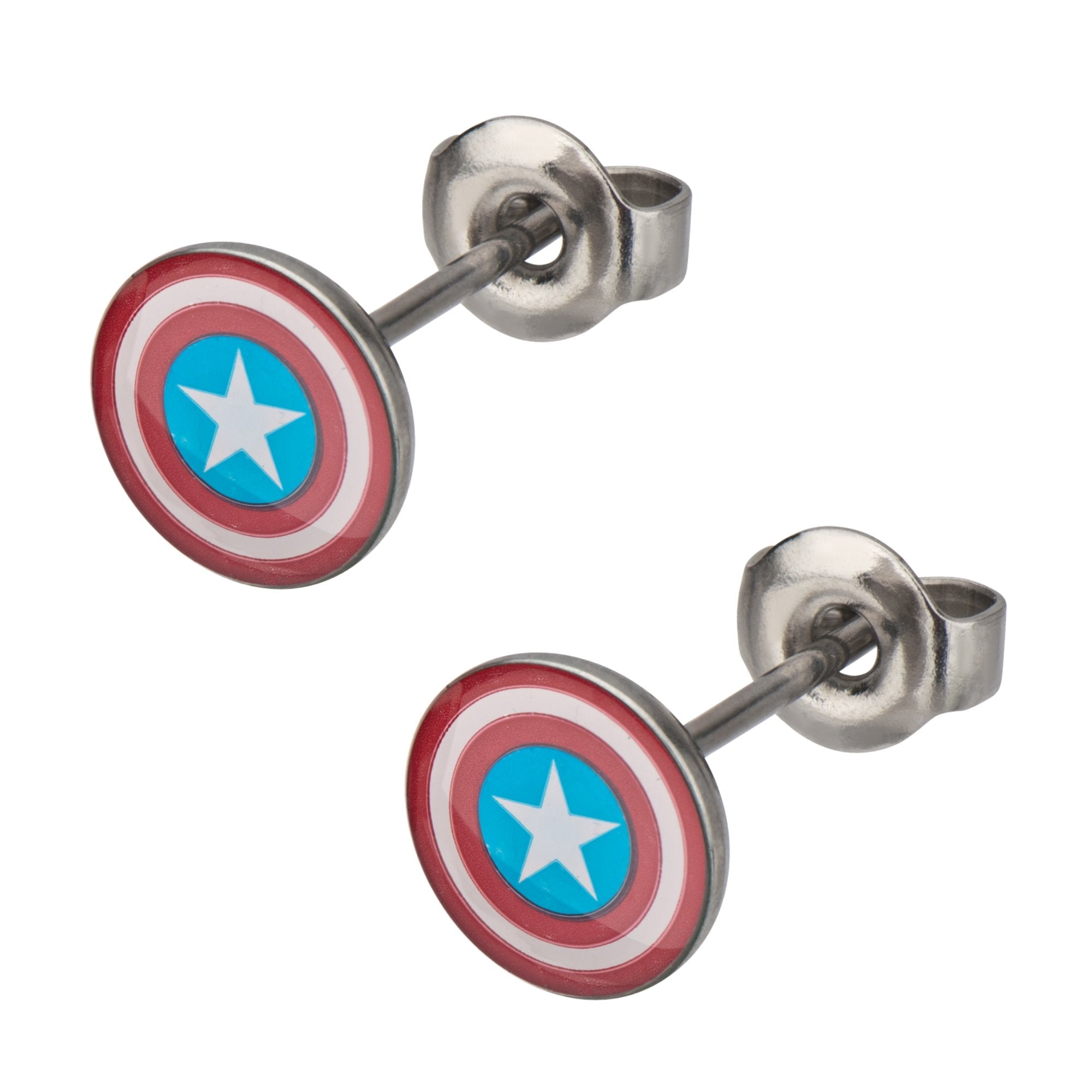 Marvel 18g Earrings Captain America Picture Stick with Epoxy - Jewelry Brands Shop