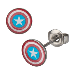 Marvel 18g Earrings Captain America Picture Stick with Epoxy - Jewelry Brands Shop