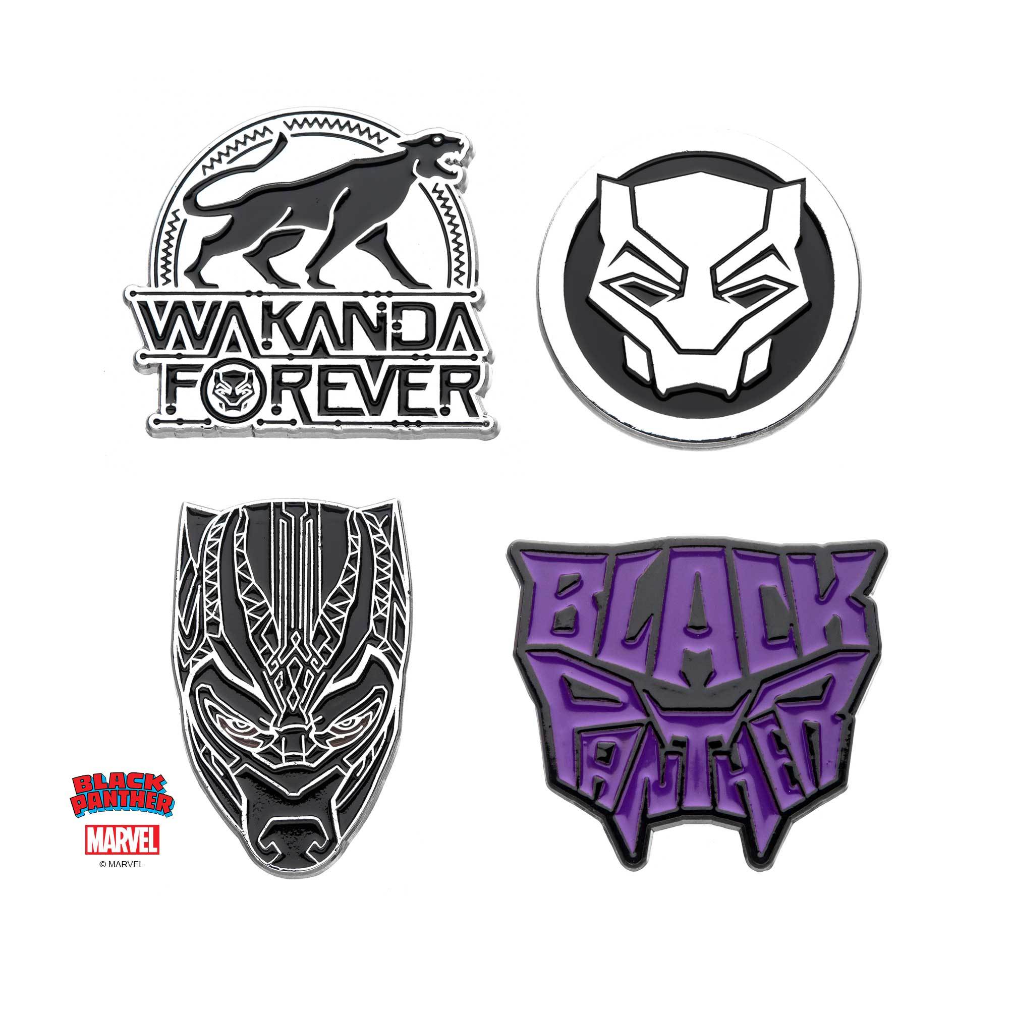 Marvel Black Panther Wakanda Forever Enamel Pin Set (4pcs) - Jewelry Brands Shop