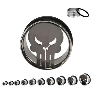 Marvel Cut Out Punisher Logo Single Flare Plug - Jewelry Brands Shop