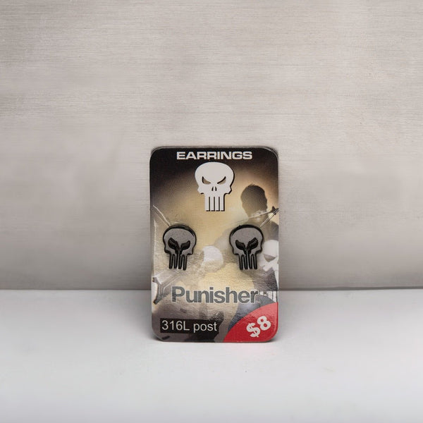 Marvel Cut Out Punisher Skull Logo Stud Earrings