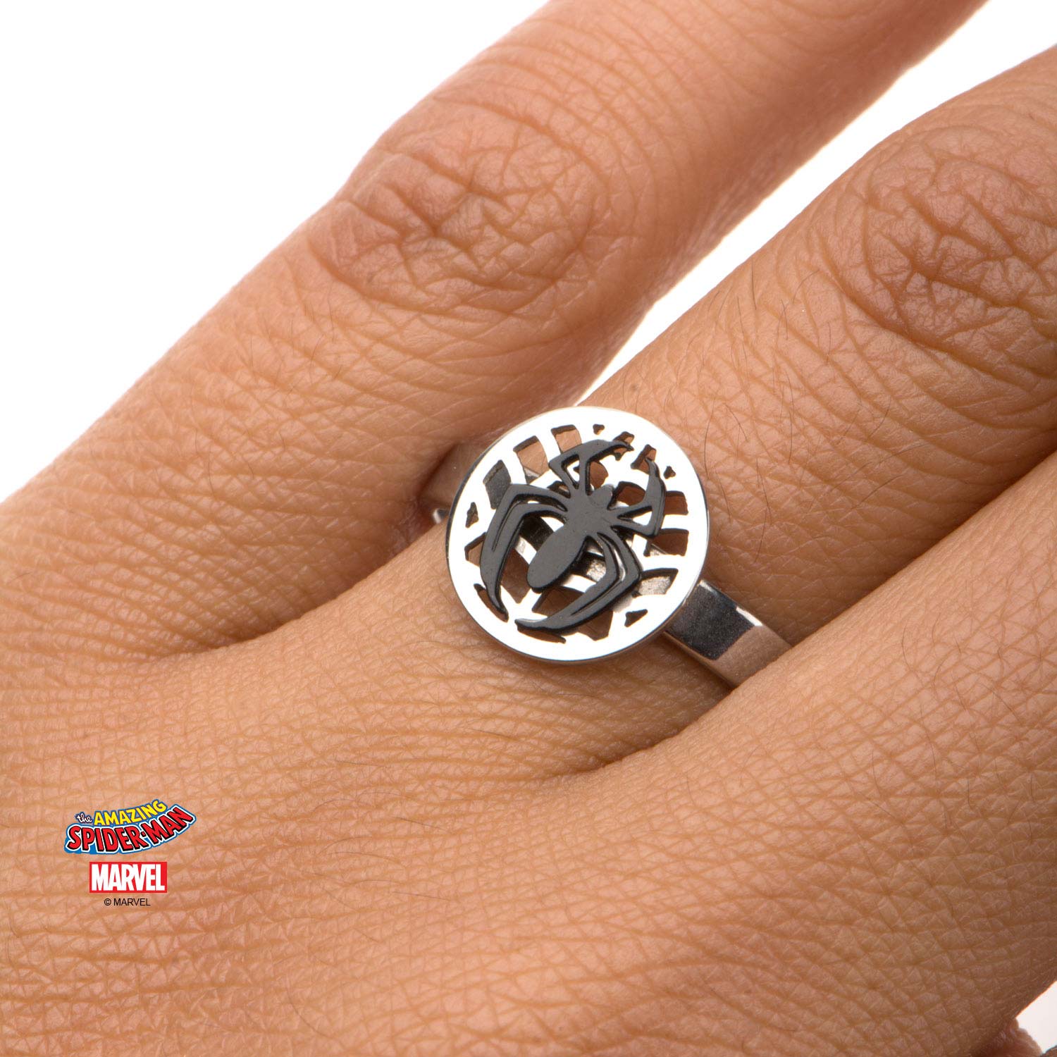 Marvel Cut Out Spider Ovelapped on Spider Web Petite Ring - Jewelry Brands Shop