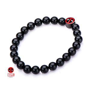 Marvel Deadpool with Black Agate Beads Bracelet - Jewelry Brands Shop