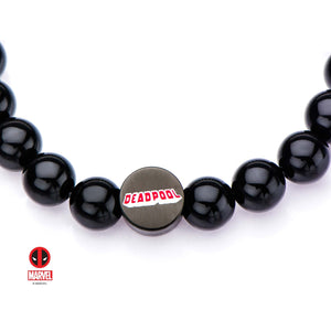 Marvel Deadpool with Black Agate Beads Bracelet - Jewelry Brands Shop