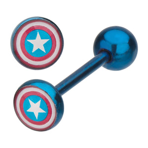 Marvel Flat Head Captain America Shield Logo Barbell - Jewelry Brands Shop