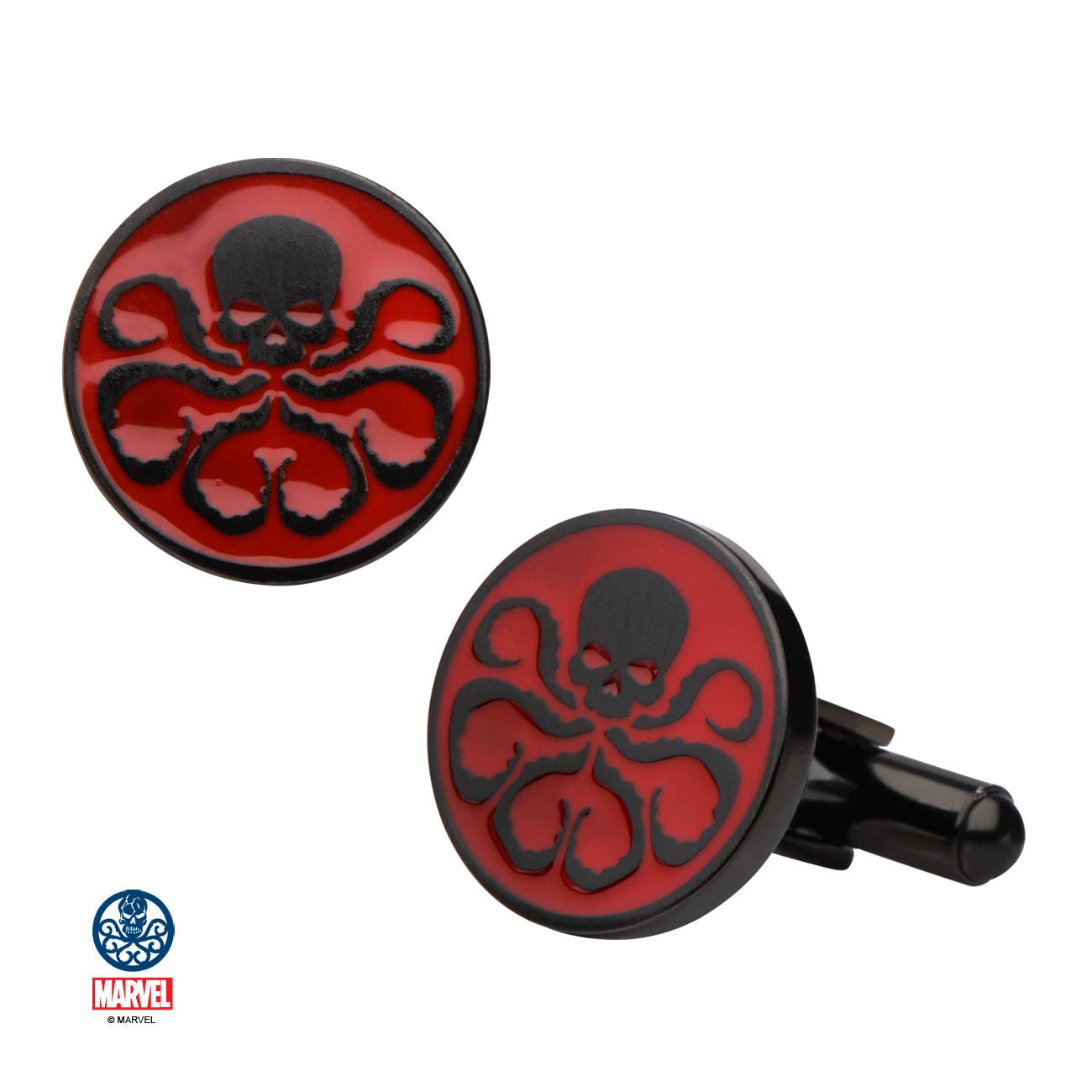 Marvel Hydra Red Logo Steel Enamel Cufflinks - Jewelry Brands Shop