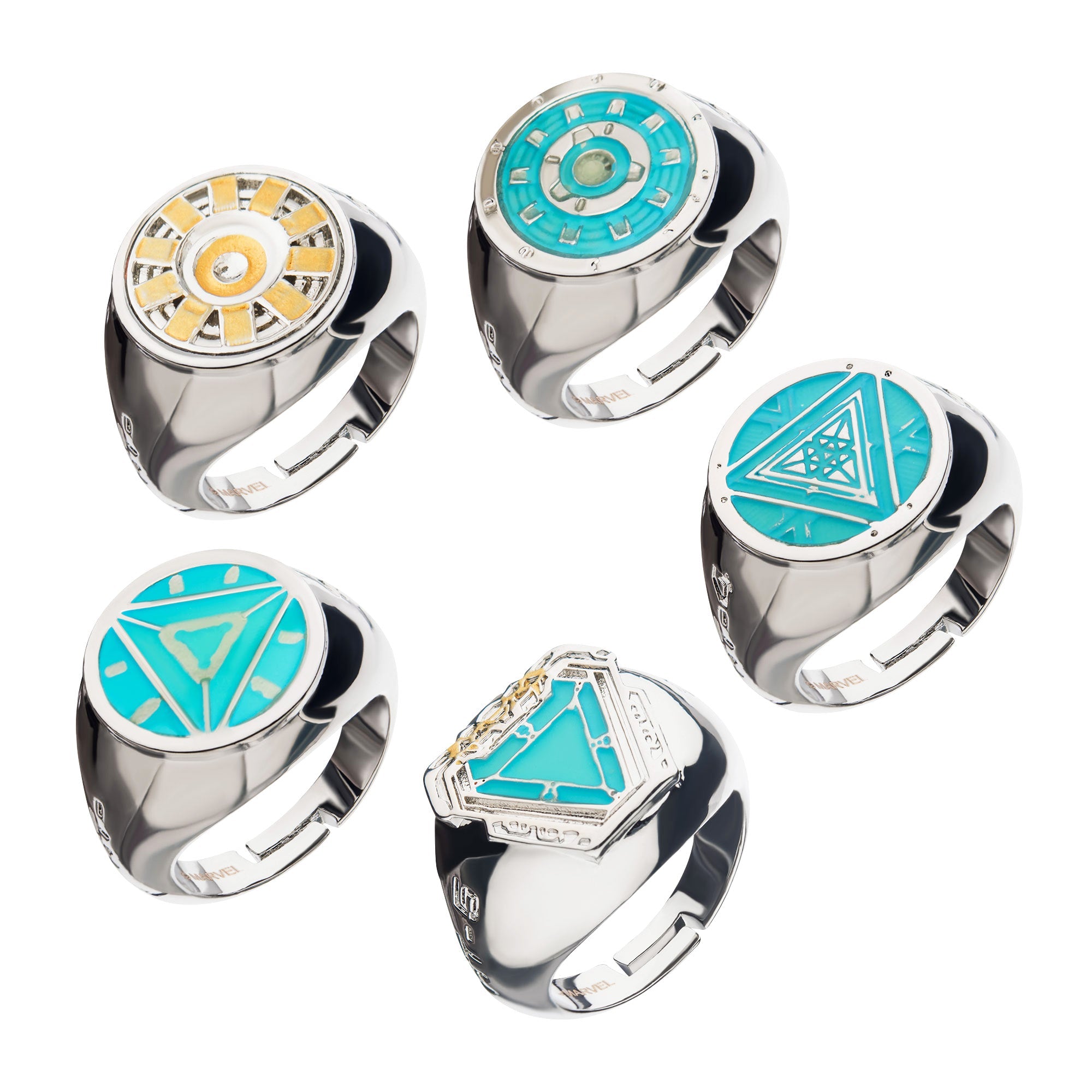 Marvel Iron - Man Arc Reactor 5 - pieces Adjustable Ring Set - Jewelry Brands Shop