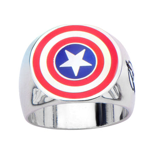 Marvel Multi Color Captain America Logo Ring - Jewelry Brands Shop