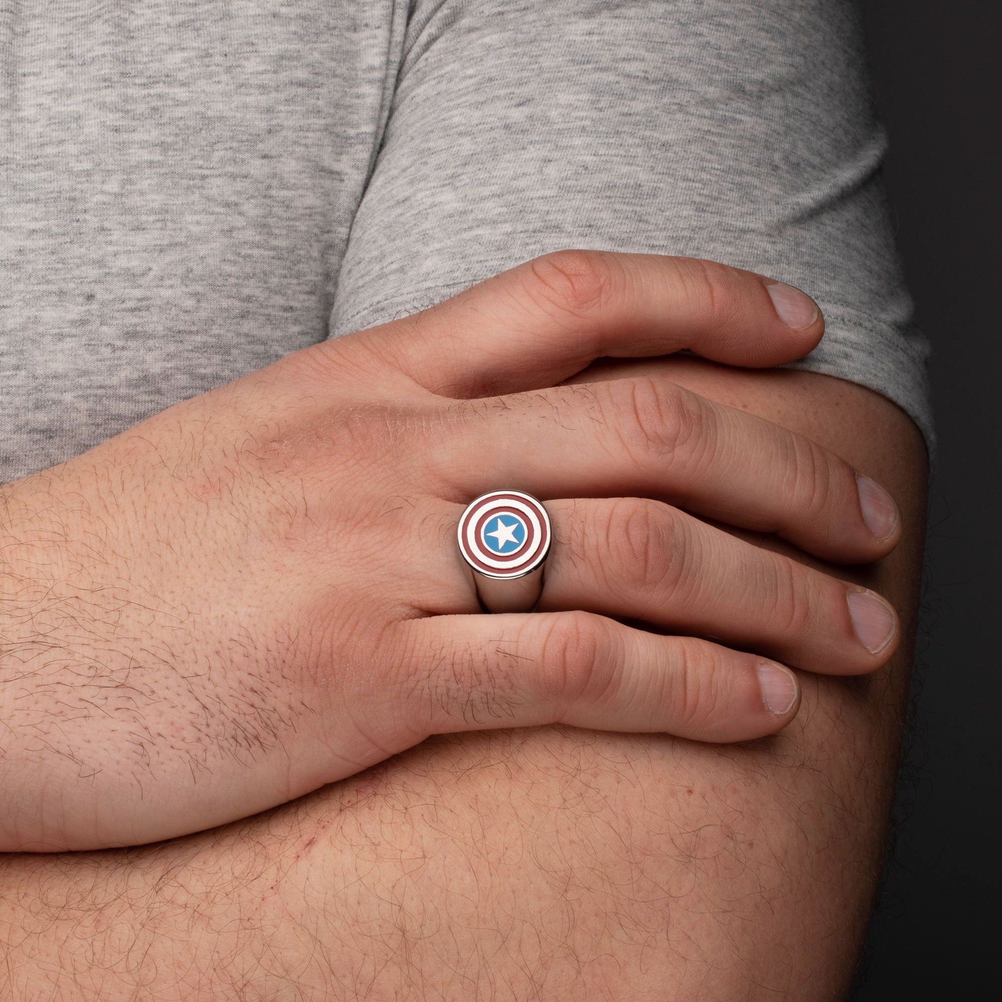 Marvel Multi Color Captain America Logo Ring - Jewelry Brands Shop