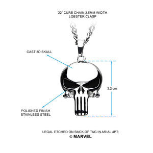 Marvel Punisher Skull Pendant with Chain - Jewelry Brands Shop