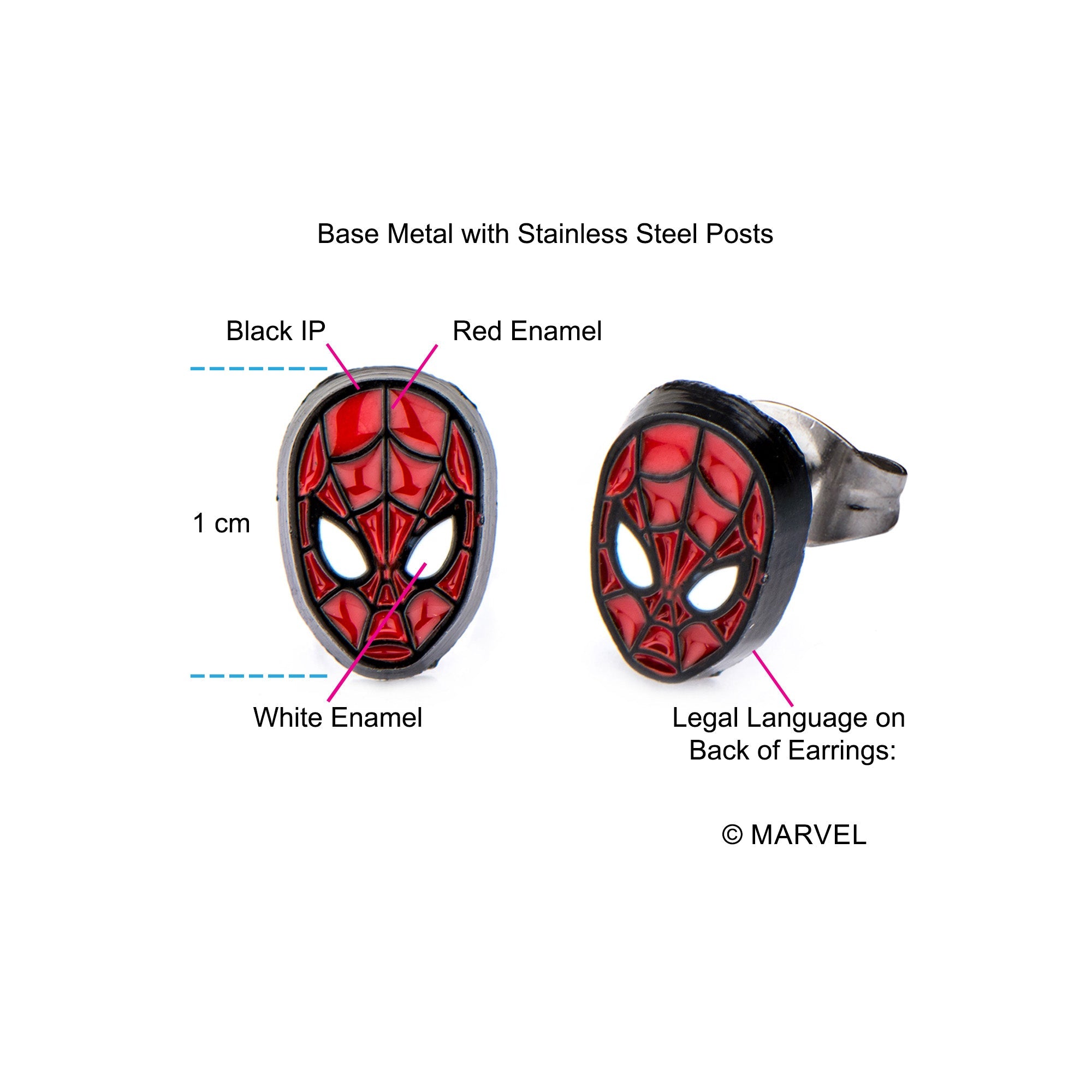 Marvel Spider - Man Face Stud Earrings - Jewelry Brands Shop