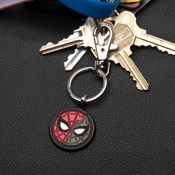 Marvel Spider-Man Split Mask Steel Keychain
