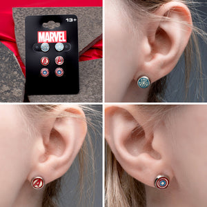 Marvel The Avenger "A" Logo,Captain America and Iron Man Stud Logos Earrings Set - Jewelry Brands Shop