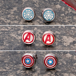 Marvel The Avenger "A" Logo,Captain America and Iron Man Stud Logos Earrings Set - Jewelry Brands Shop