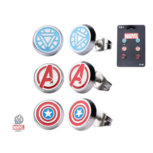 Marvel The Avenger "A" Logo,Captain America and Iron Man Stud Logos Earrings Set - Jewelry Brands Shop