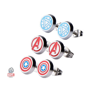 Marvel The Avenger "A" Logo,Captain America and Iron Man Stud Logos Earrings Set - Jewelry Brands Shop