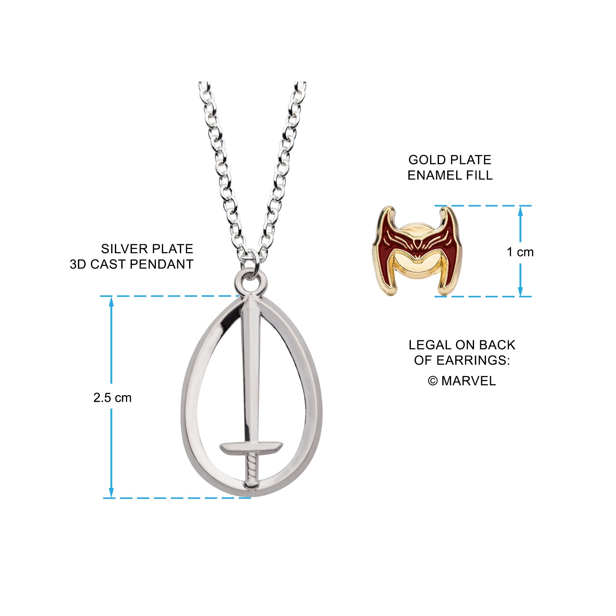 Marvel Wandavision Necklace & Earring Set - Jewelry Brands Shop