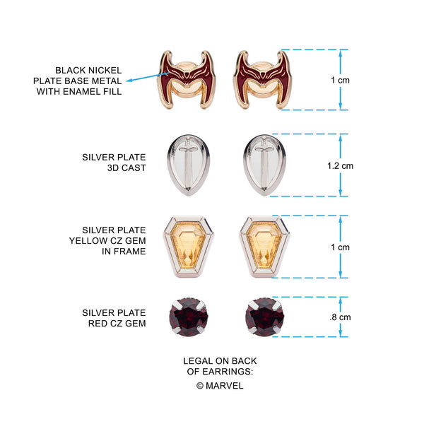 Marvel Wandavision Stud Earrings Set (4Pairs)