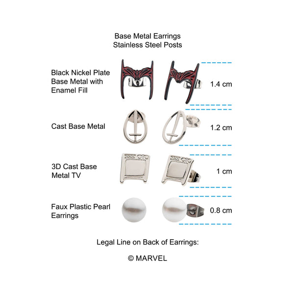 Marvel Wandavision Stud Earrings Set (4pcs)