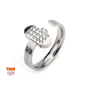 Marvel's Thor Stainless Steel+ Cubic Zirconia Hammer Ring for Women - Jewelry Brands Shop