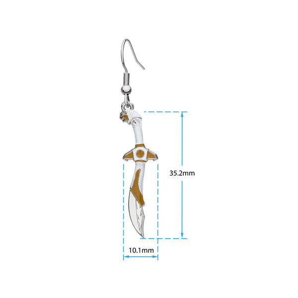 Mighty Morphin Power Rangers White Dragon Sword Drop Earrings