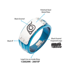 Naruto Hidden Leaf Village Blue Headband Ring - Jewelry Brands Shop