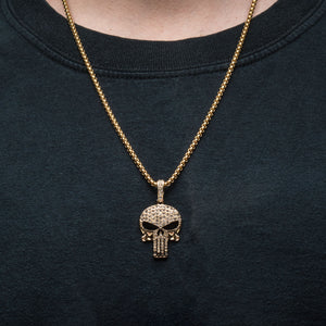 Marvel Punisher Skull Necklace With Cz Gem