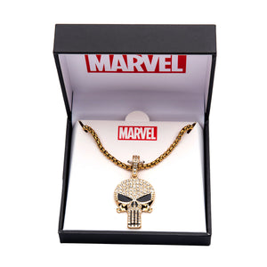 Marvel Punisher Skull Necklace With Cz Gem