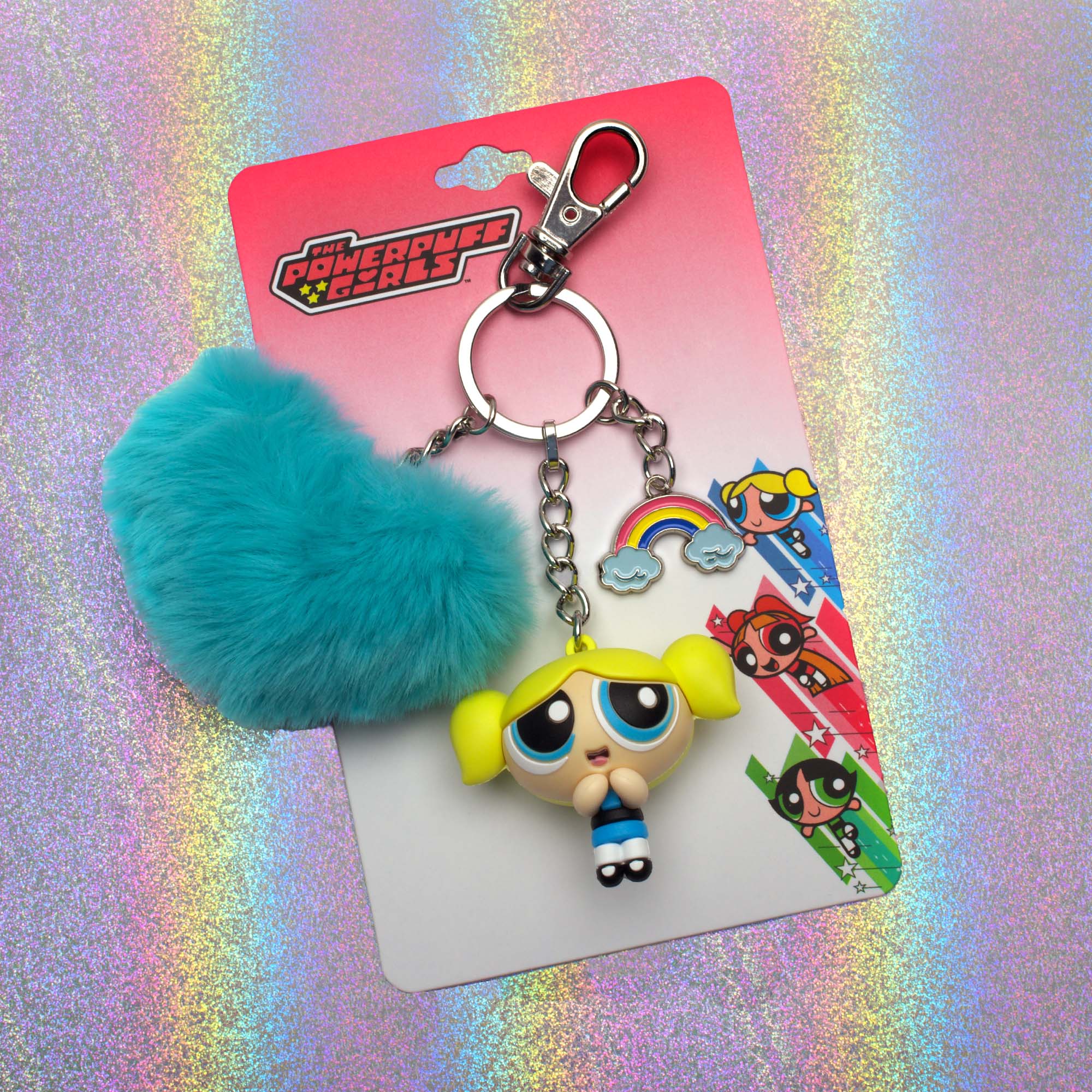 Power Puff Girls Bubbles with Pom Pom Multi Charm Keychain - Jewelry Brands Shop