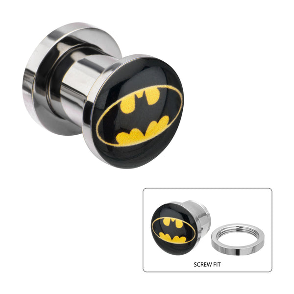 DC Comics Black/Yellow Batman Logo Screw Fit Plug
