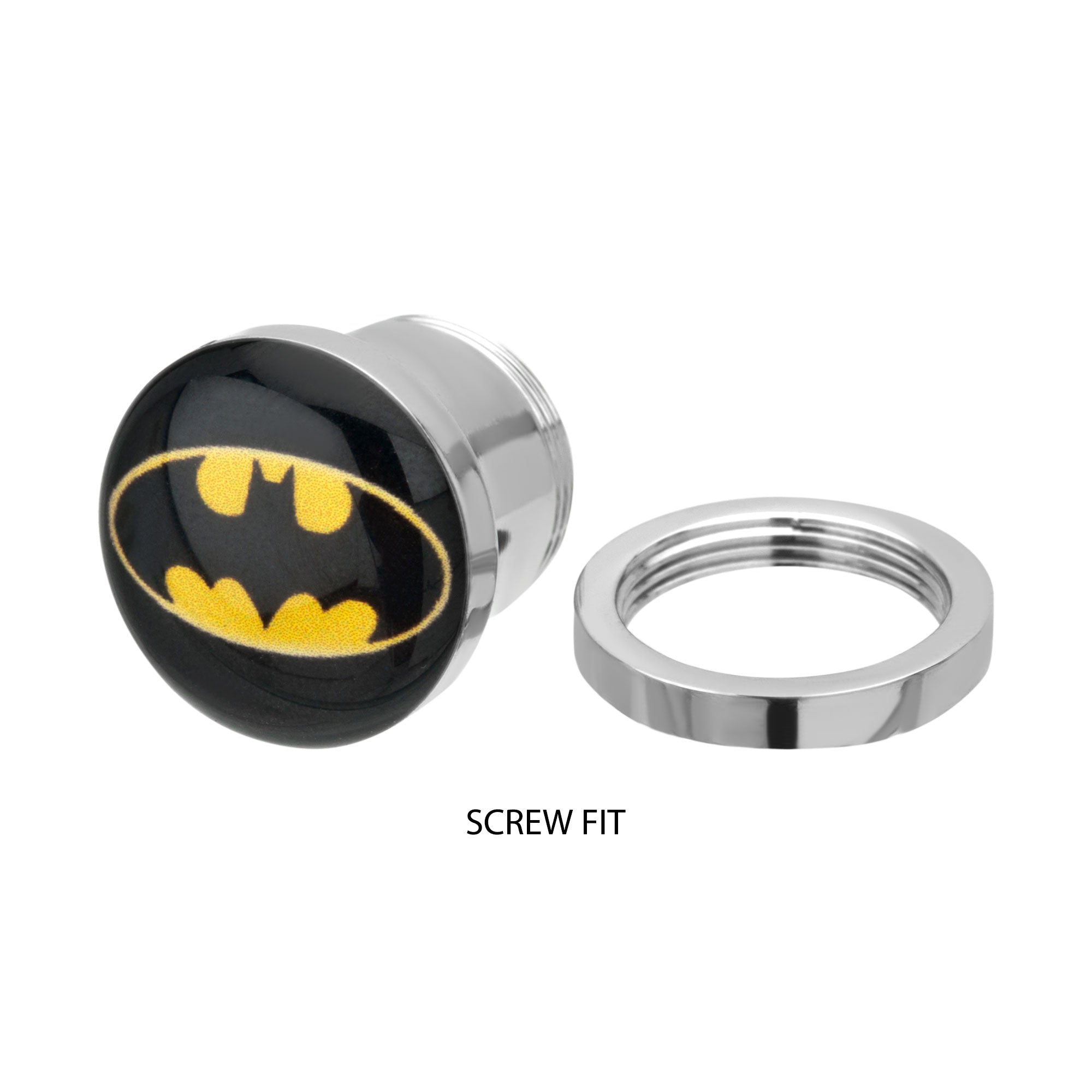 DC Comics Black/Yellow Batman Logo Screw Fit Plug