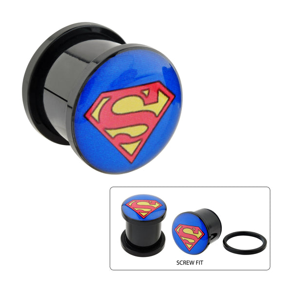 DC Comics Multi Color Superman Logo Acrylic Screw Fit Plug