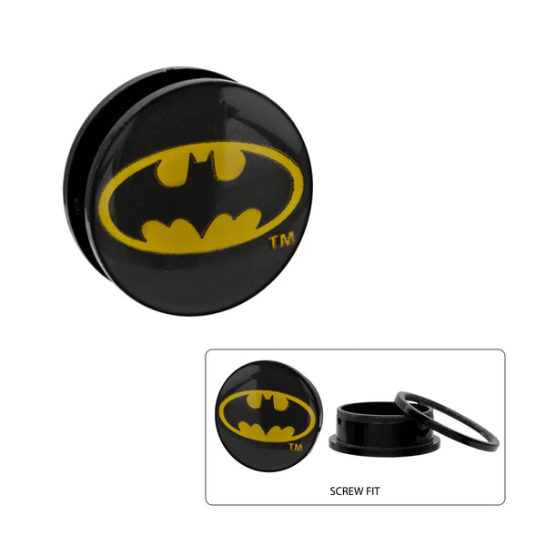 DC Comics Oval Batman Logo Acrylic Screw Fit Plug