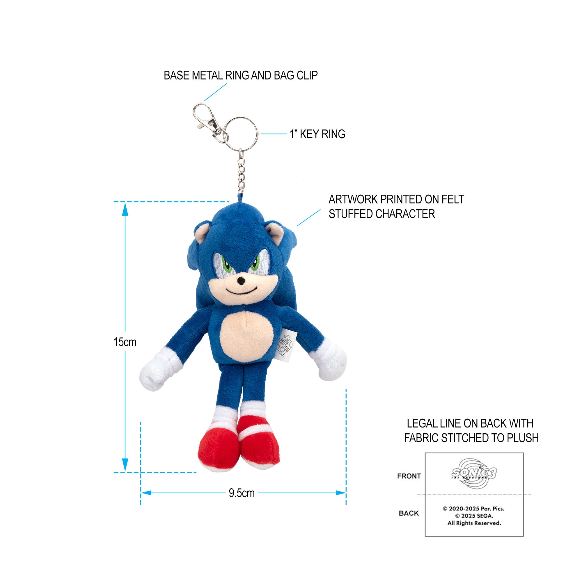 Sonic Movie 3 Fullbody Shadow Sonic Plush Keychain