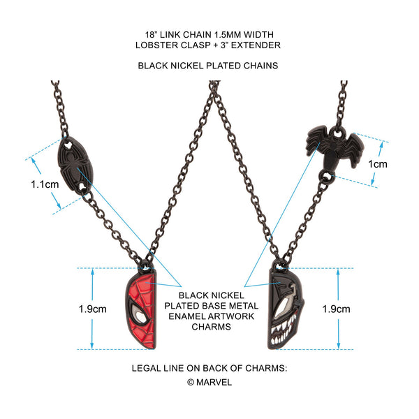 Spider-Man and Venom Best of Friends Necklace Set