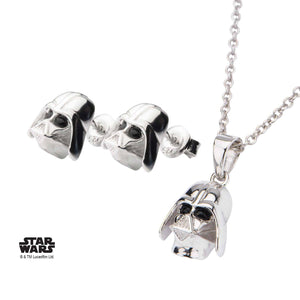 Star Wars 3D Darth Vader Stud Earrings and Pendant Necklace Set - Jewelry Brands Shop