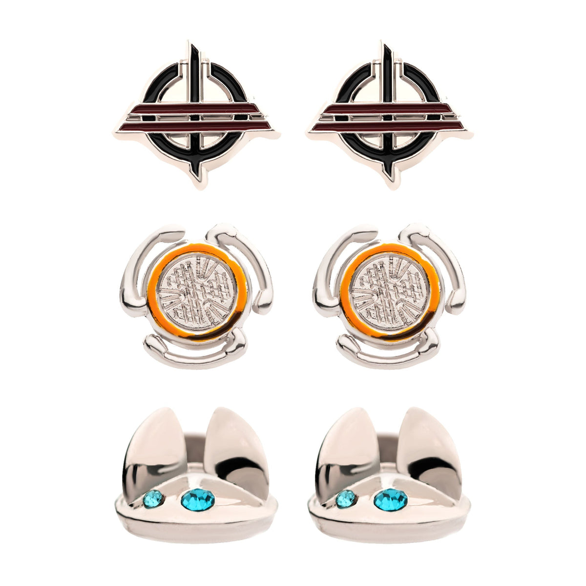 Star Wars Base Metal Obi-Wan 3 Pairs Stud Earrings with Stainless Steel Post Set
