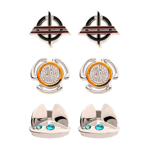 Star Wars Base Metal Obi - Wan 3 Pairs Stud Earrings with Stainless Steel Post Set - Jewelry Brands Shop