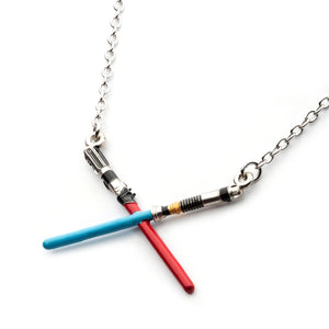 Star Wars Book of Boba Fett Crossed Lightsaber Base Metal Necklace Set with Steel Chain. [COMING SOON] - Jewelry Brands Shop