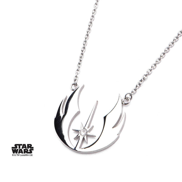 Star Wars Cut Out Jedi Order Symbol with CZ Pendant Necklace