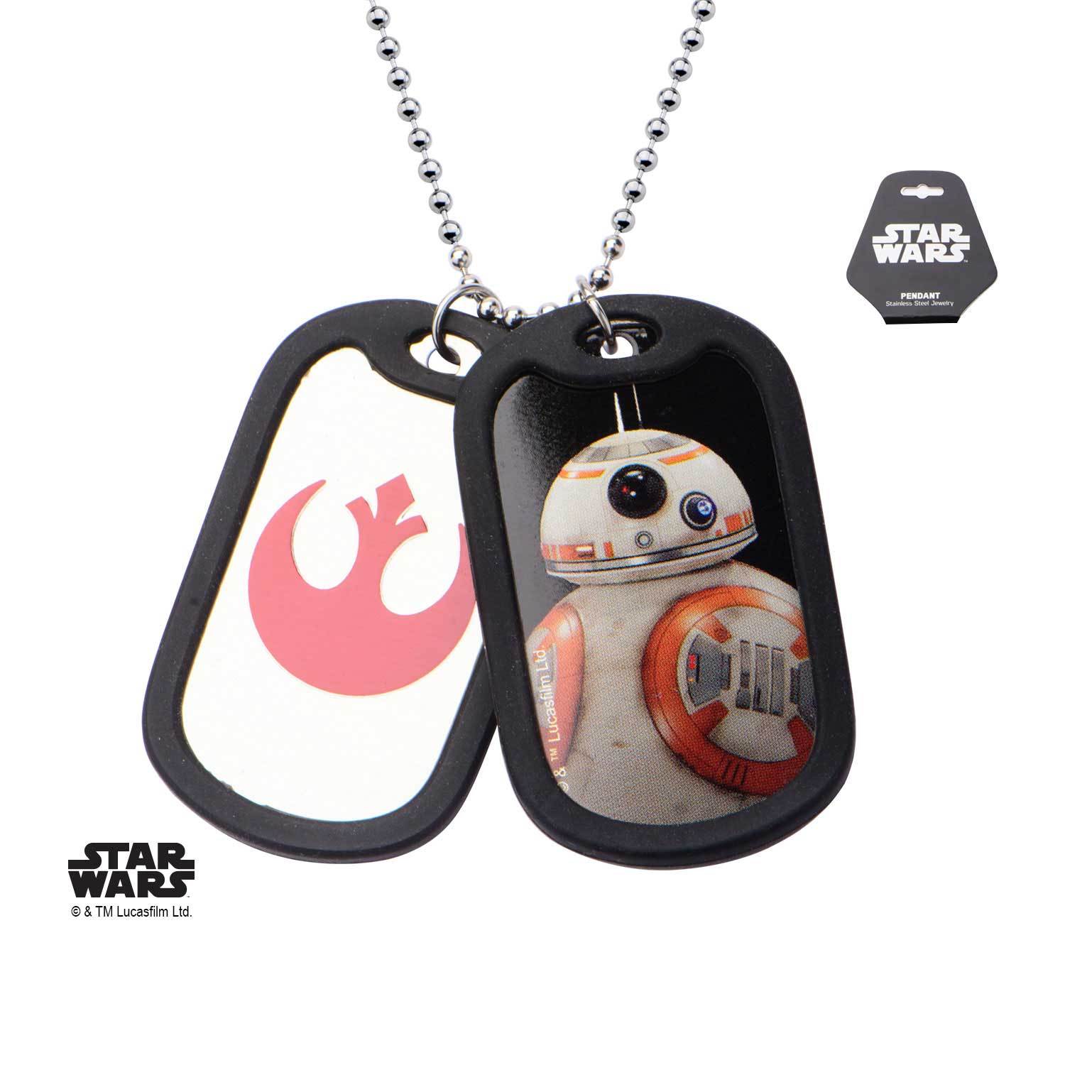 Star Wars Episode 7 BB - 8 Rubber Silencer Double Dog Tag Pendant Necklace - Jewelry Brands Shop