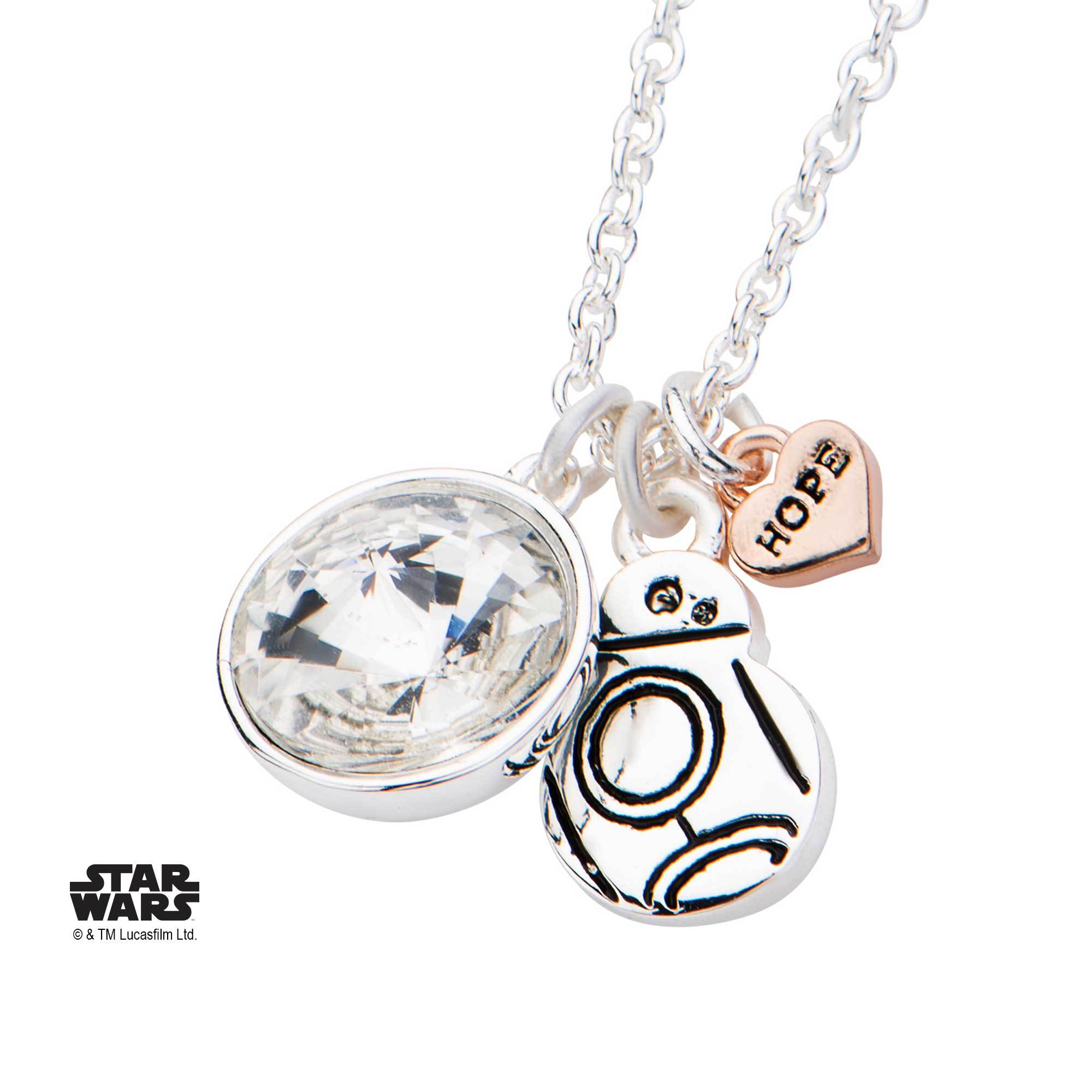 Star Wars Episode 7 BB - 8 with Clear Gem Pendant Necklace - Jewelry Brands Shop